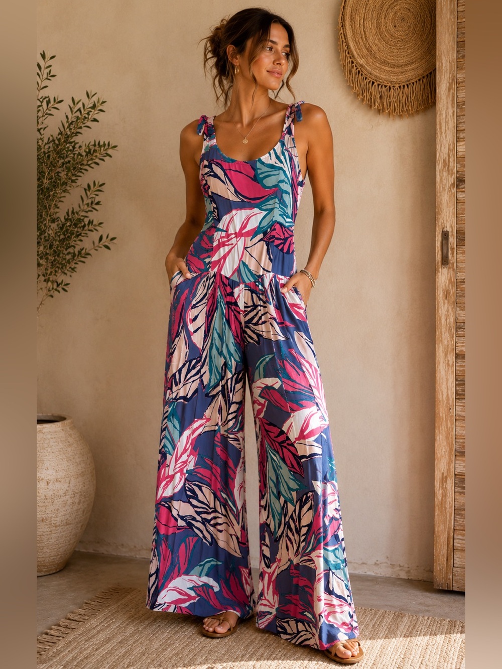 Christian Siriano New York Tropical Leaf Jumpsuit | Size Small | NWT